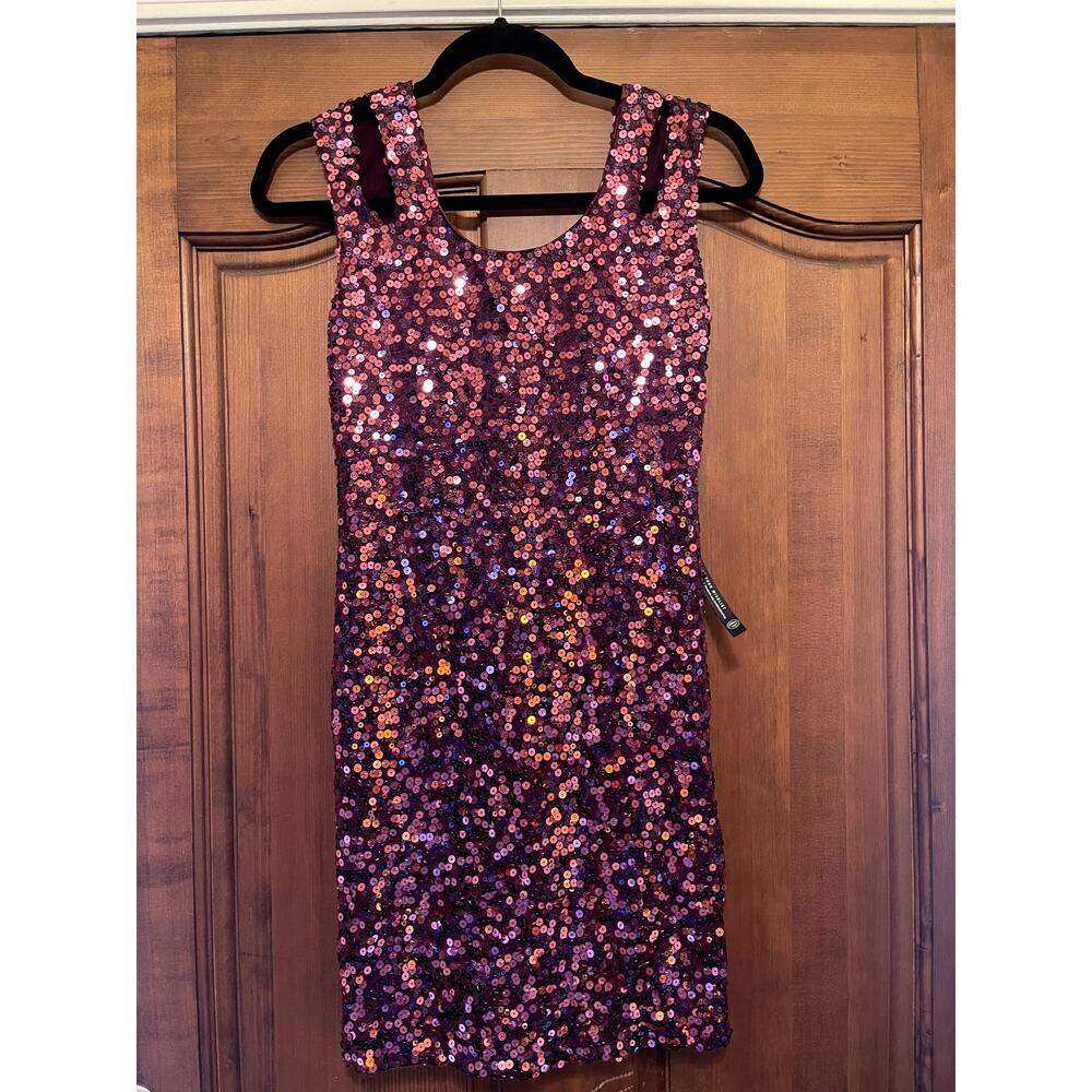 As U Wish sequin sparkle purple dress size medium NWT